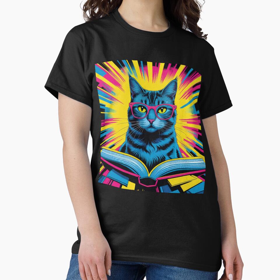 blue cat with pink glasses is holding a book,funny cat,Cat Lover,cute cat by Expressions-Sel