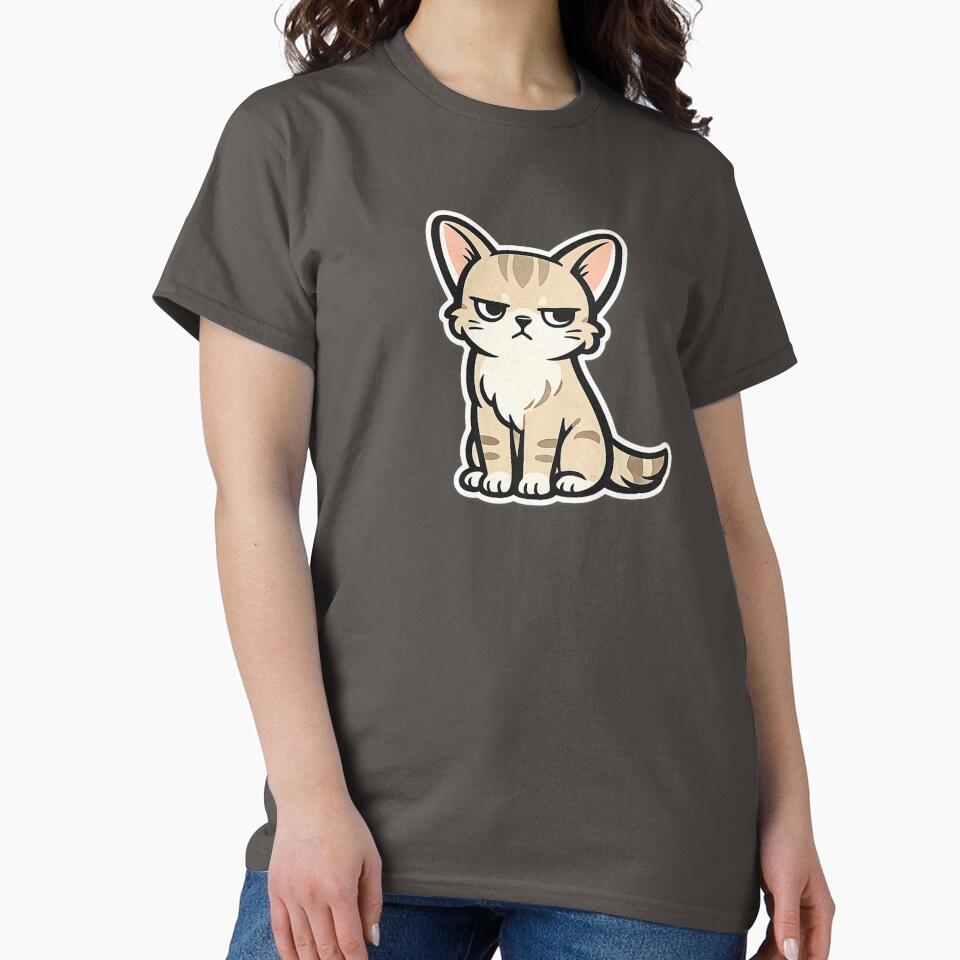 Grumpy but Cute – Sassy Cartoon Cat with Attitude by AvalonTshirts