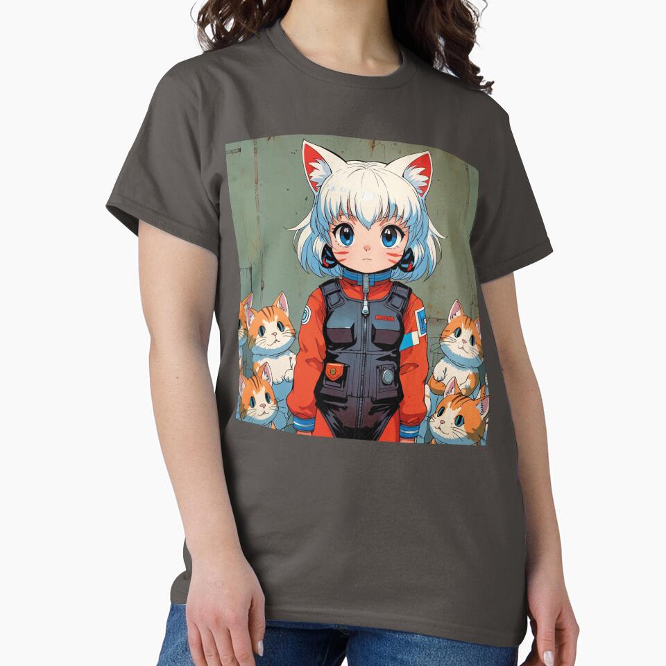 Kawaii girl with fat and tender kittens by MerlinWear