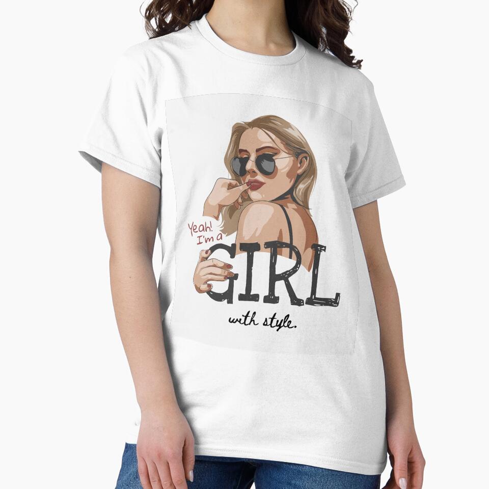 Girl with Style Slogan with Sexy Girl Sunglasses Illustration by Peekonet