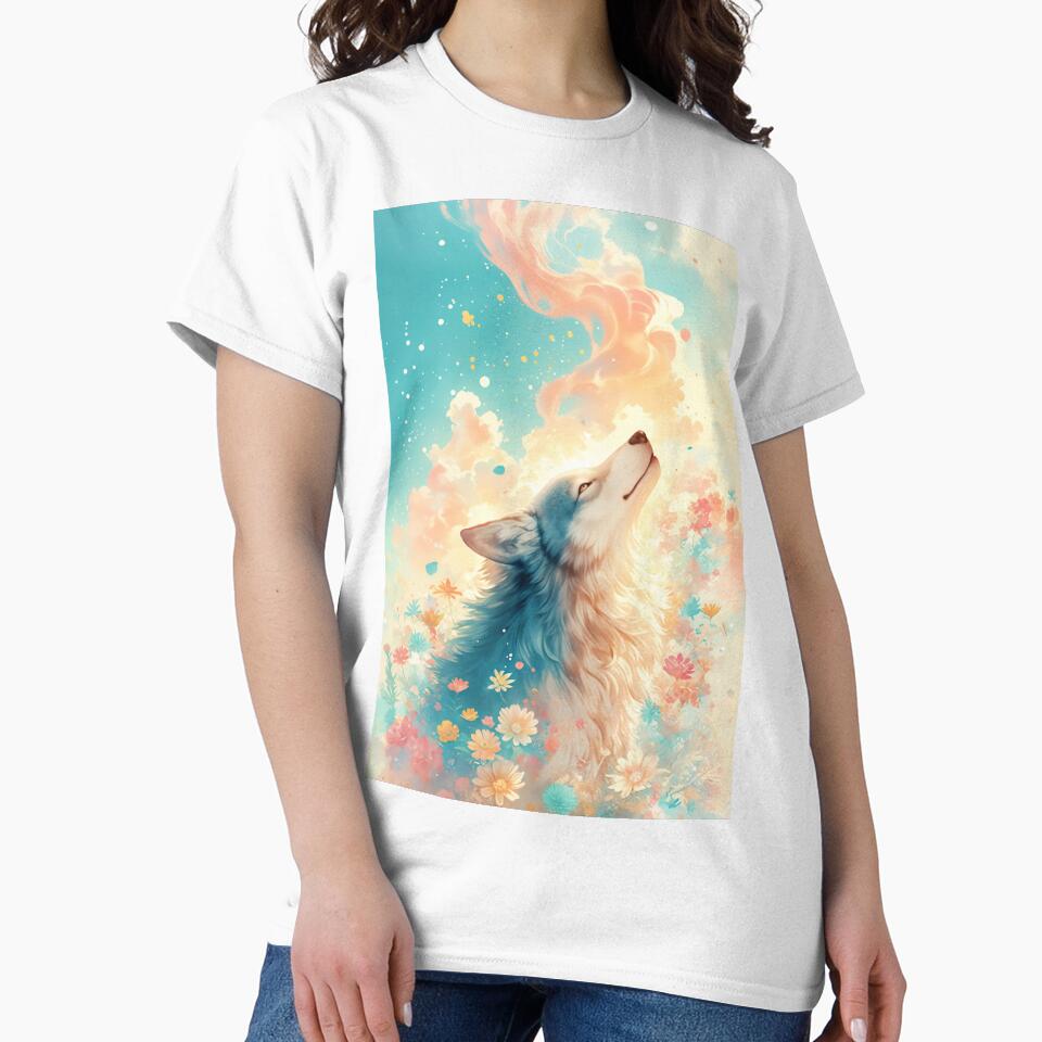 Dreamy Wolf Surrounded by Flowers by AshiraCreations