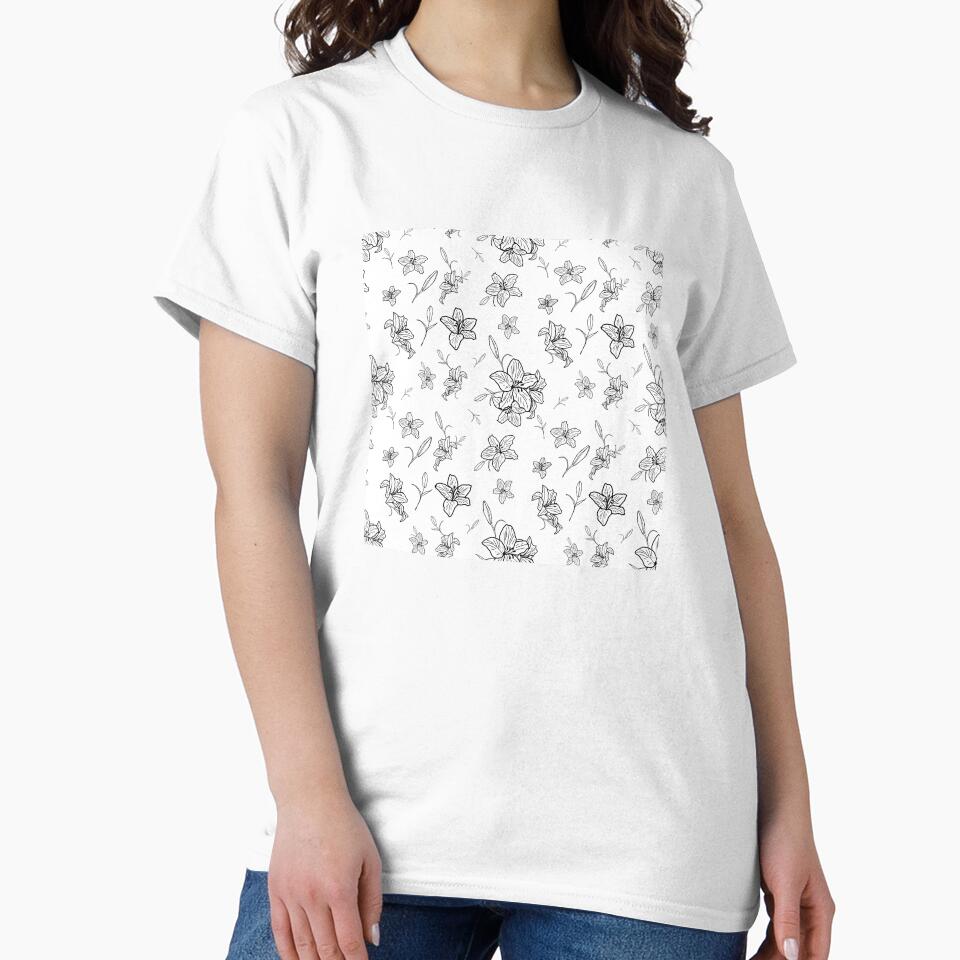 Boho Elegant Black & White Floral Line Pattern by Yana Mustafina | Boho Soulful Designs