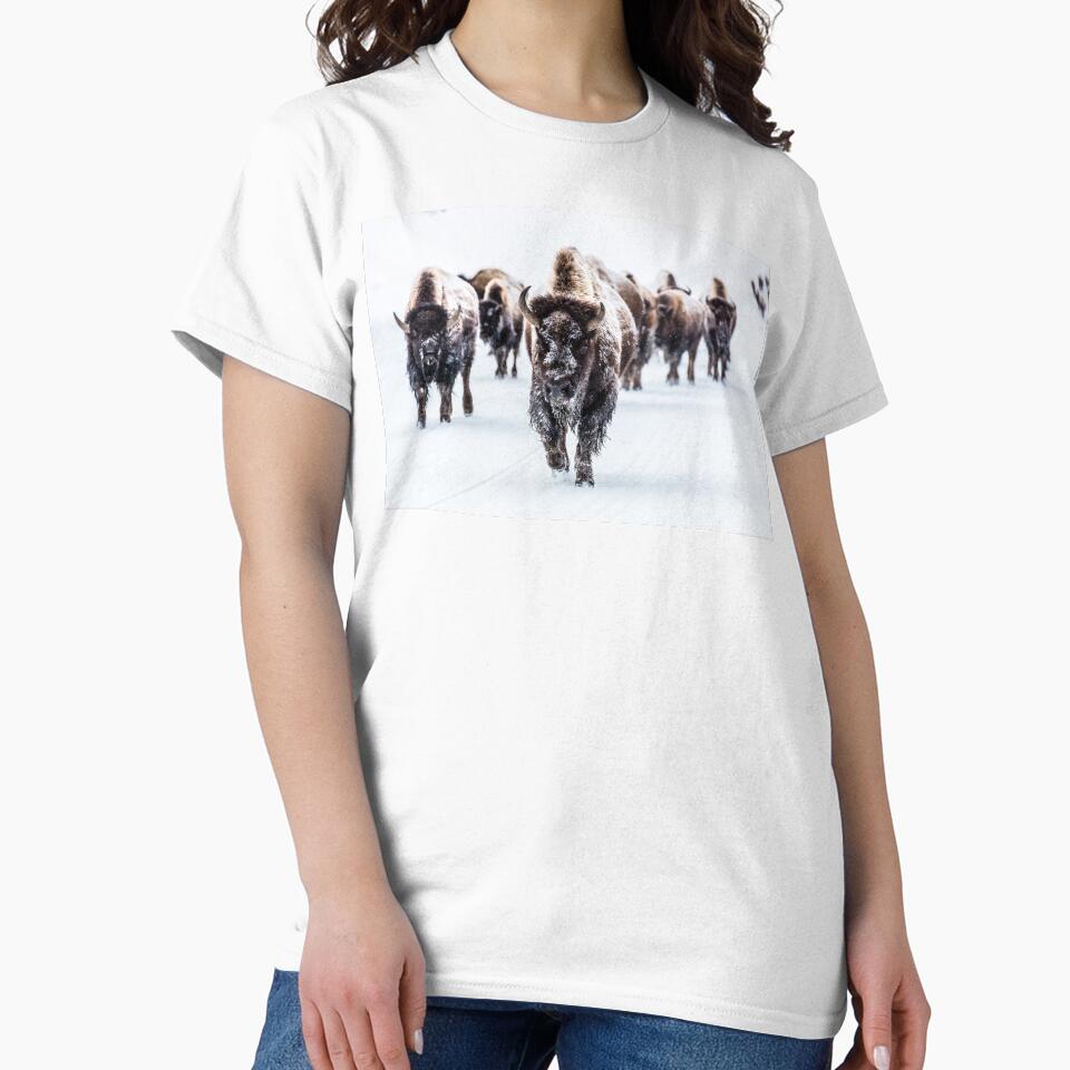 Bison Bulls Treading in the Snow by YunekOriginals