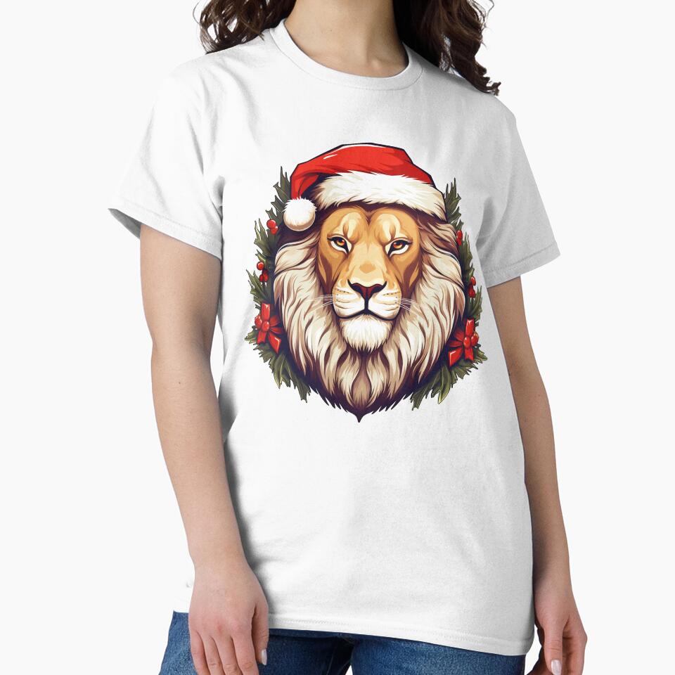 Adorable Christmas Lion donning a Santa Claus hat by MOA-trends