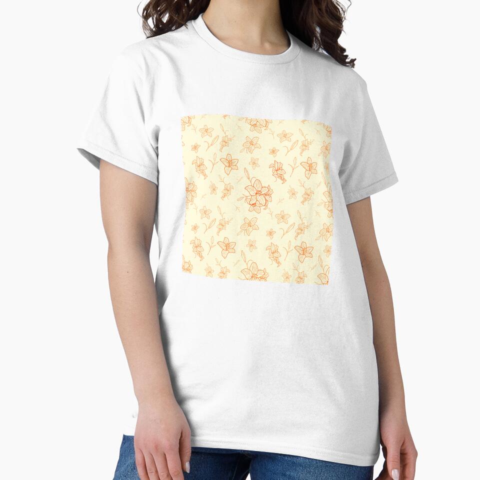 Bohemian peachy and creamy pastel Floral Line Pattern by Yana Mustafina | Boho Soulful Designs