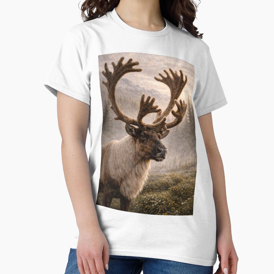 Majestic Caribou Portrait – Northern Wilderness Wildlife Art by VandVArt