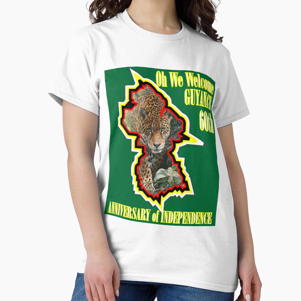Guyana Sixtieth Independence Anniversary Jaguar T-shirt by ERBArtventure