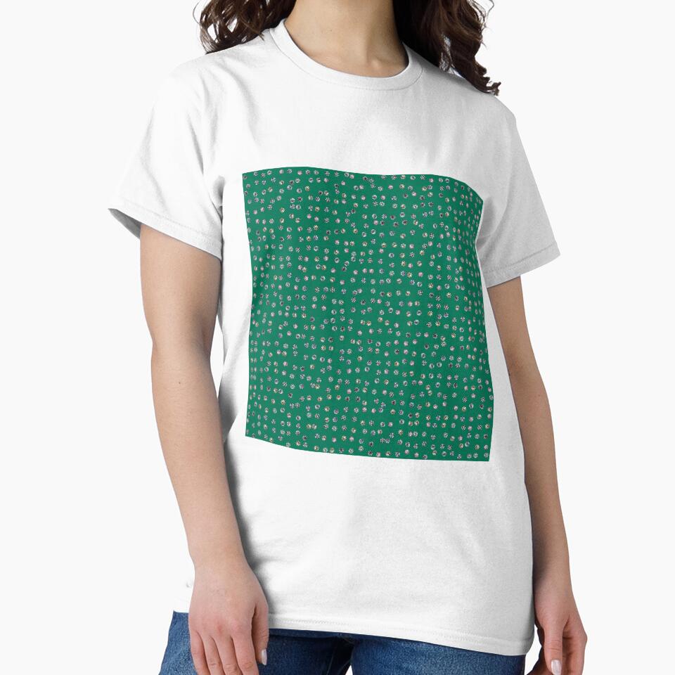 Printed image of diamond snow pattern on green background by JaReVa