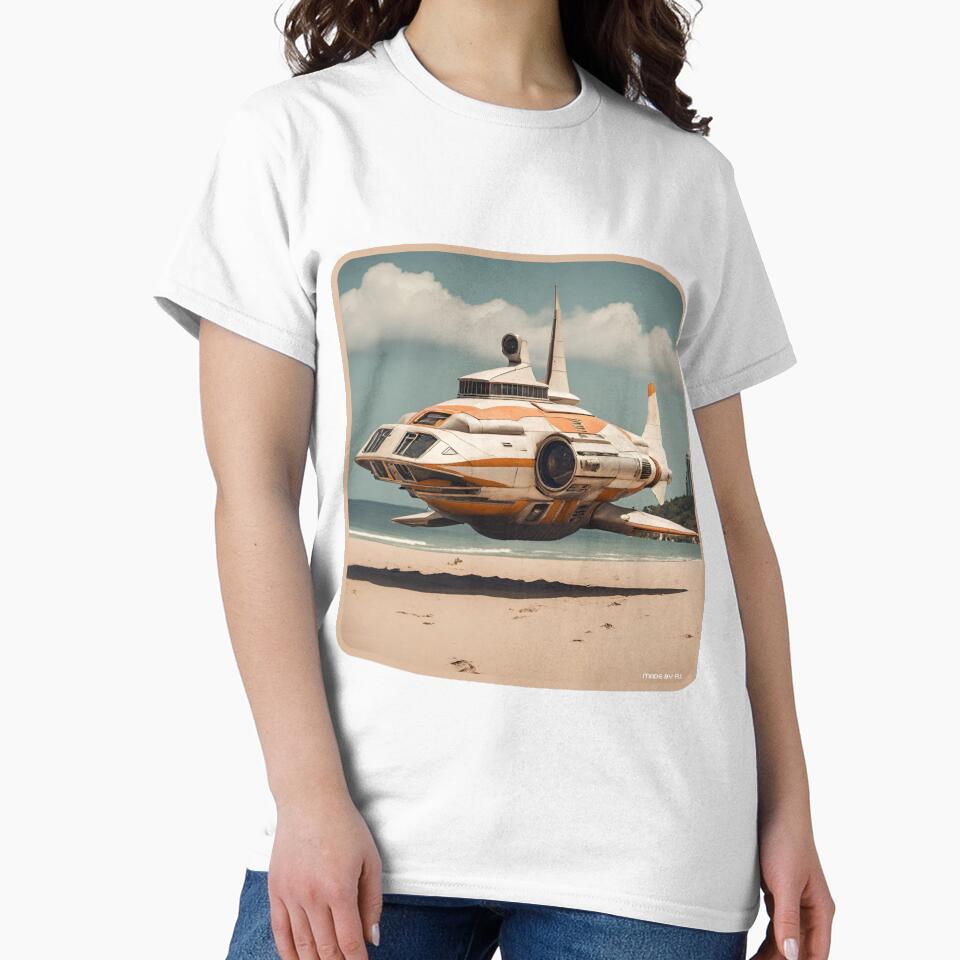 Scifi Shark Spaceship on a beach by Funktastic Designs