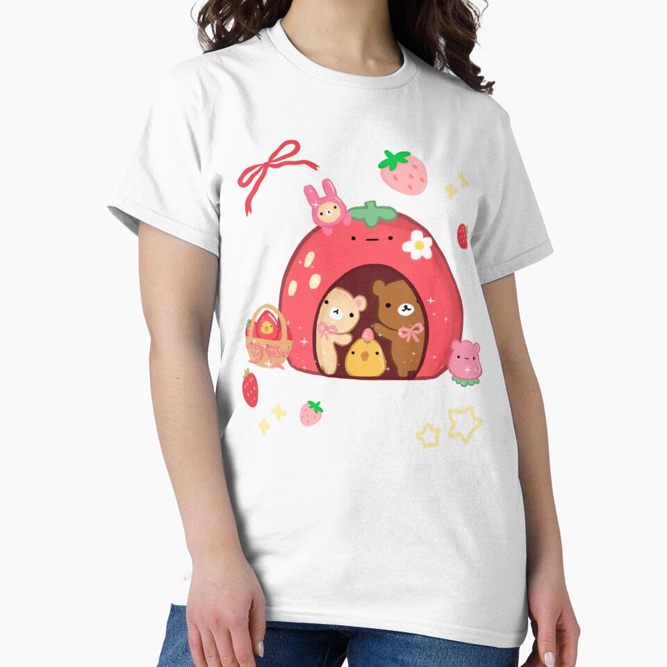 Kawaii Strawberry House and Bears by starbunnykawaii