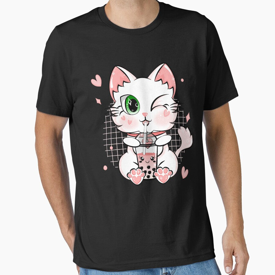 Japanese Kawaii Cat Boba Tea Bubble Tea Anime Neko by ZNOVANNA