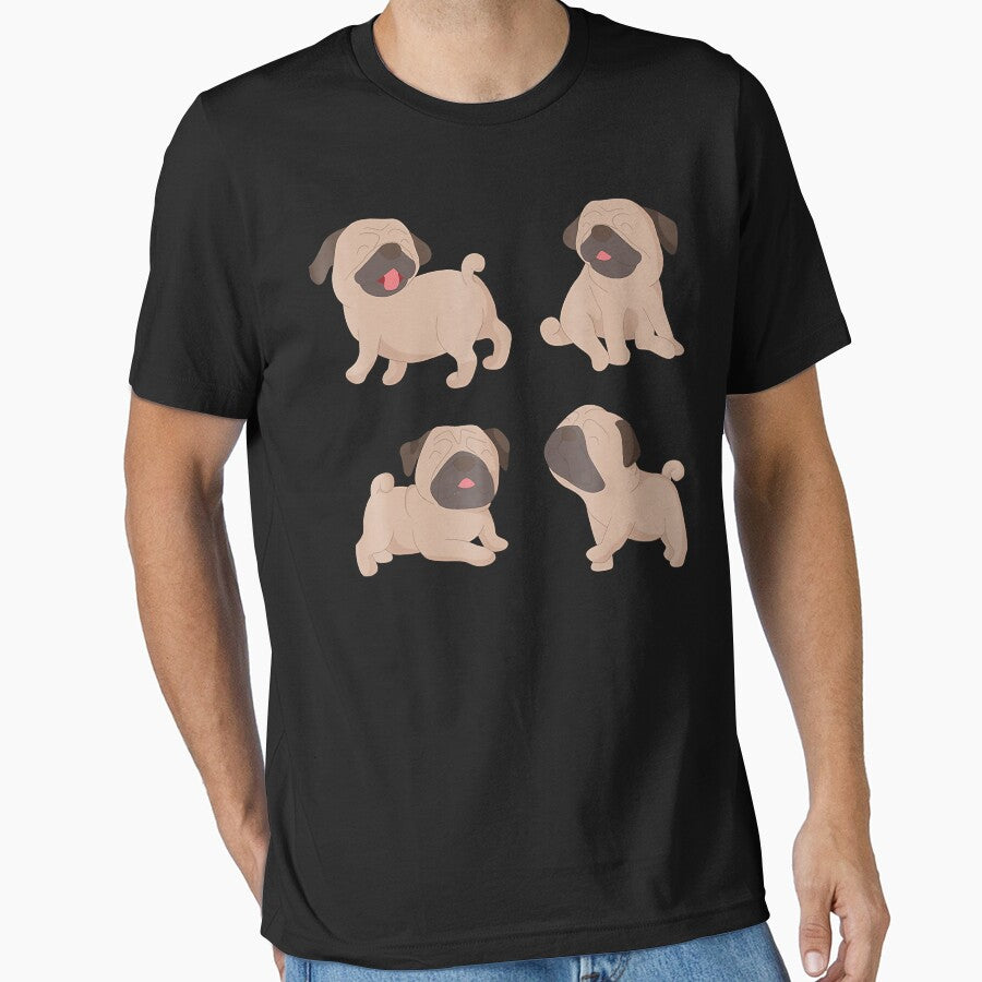 Funny Cute Four Dogs Pugs by JohnnyBench73