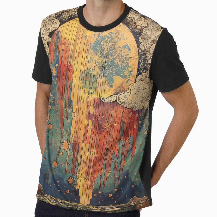 Dripping Rainbow Moon Celestial Boho Seascape by TheBohemianLark