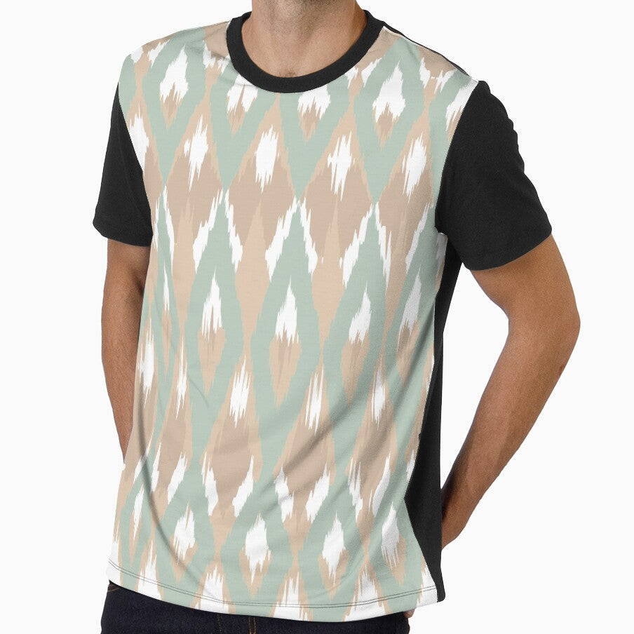Boho, Ikat Pattern, Blush and Teal Green by meggydesigns