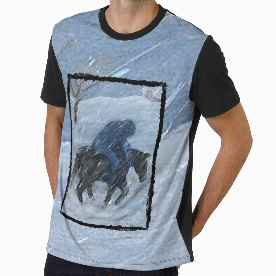 The Long Journey Home: Winter Horse and Rider Artwork by Katt Yanda by Artist-Katt-Yanda