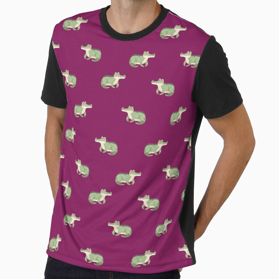 Watercolor Crocodiles on Dark Pink by KSimpson838
