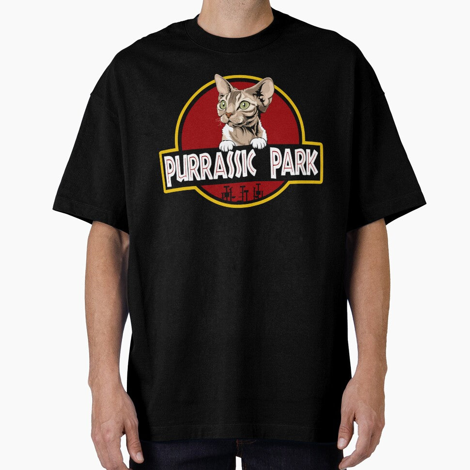 Funny Devon Rex Cat Purrassic Park by Funny Shirts Matter