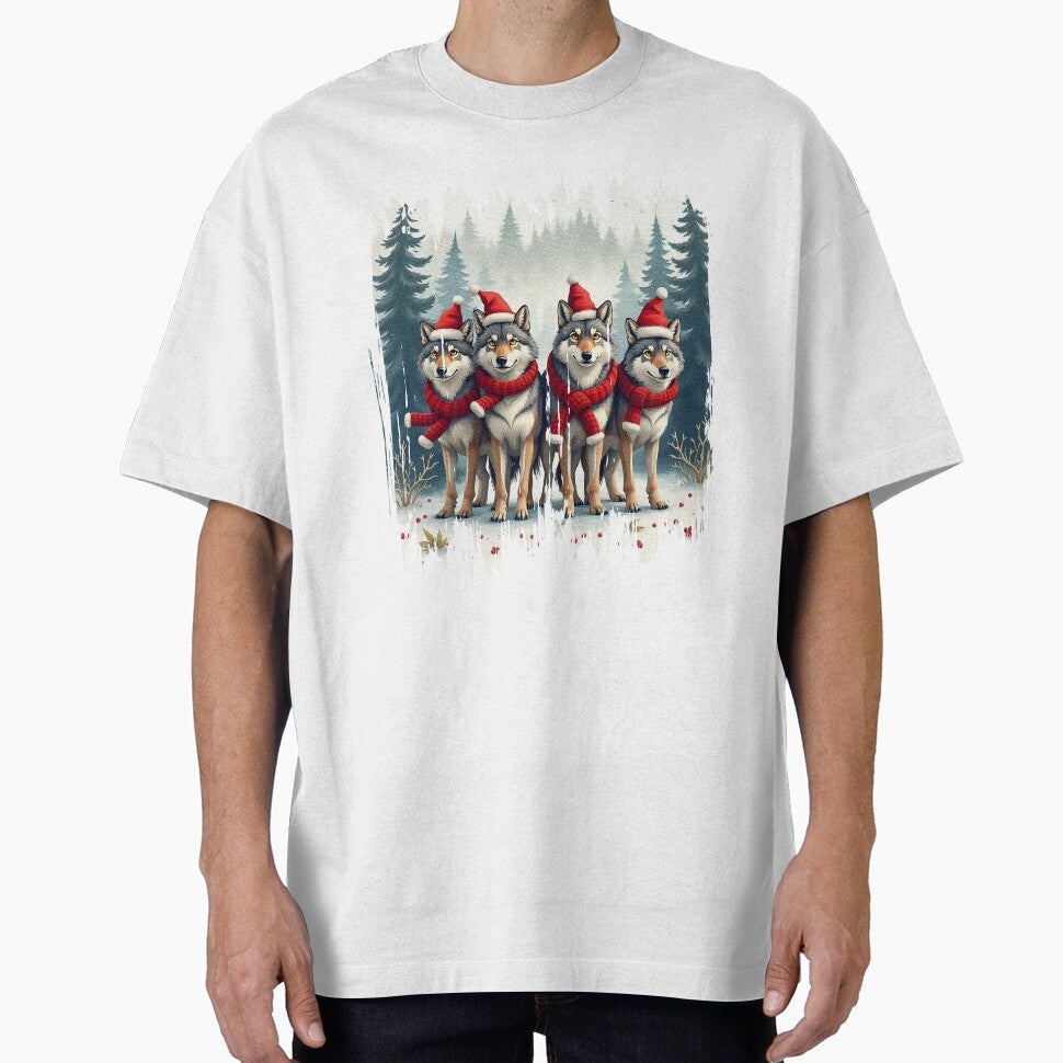 Christmas Wolf Shirt- Cute Wolf Holding Sign by TGHdesign