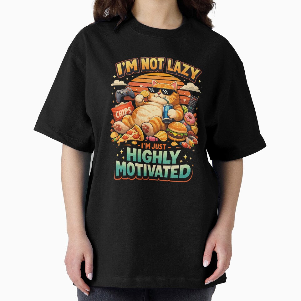Funny Lazy Orange Cat Quote Highly Motivated Meme by PluffyPanda