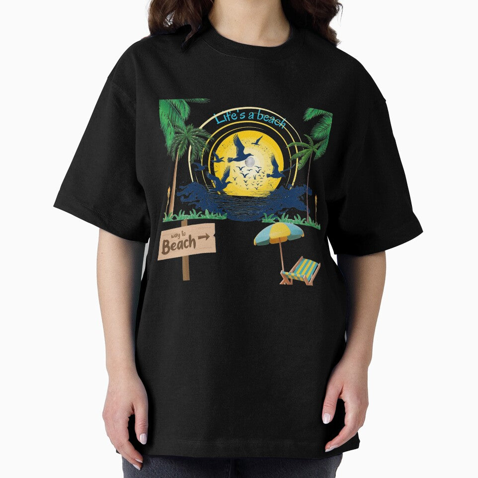 Life in Beach Printed Graphic T-Shirt by KARSCORP