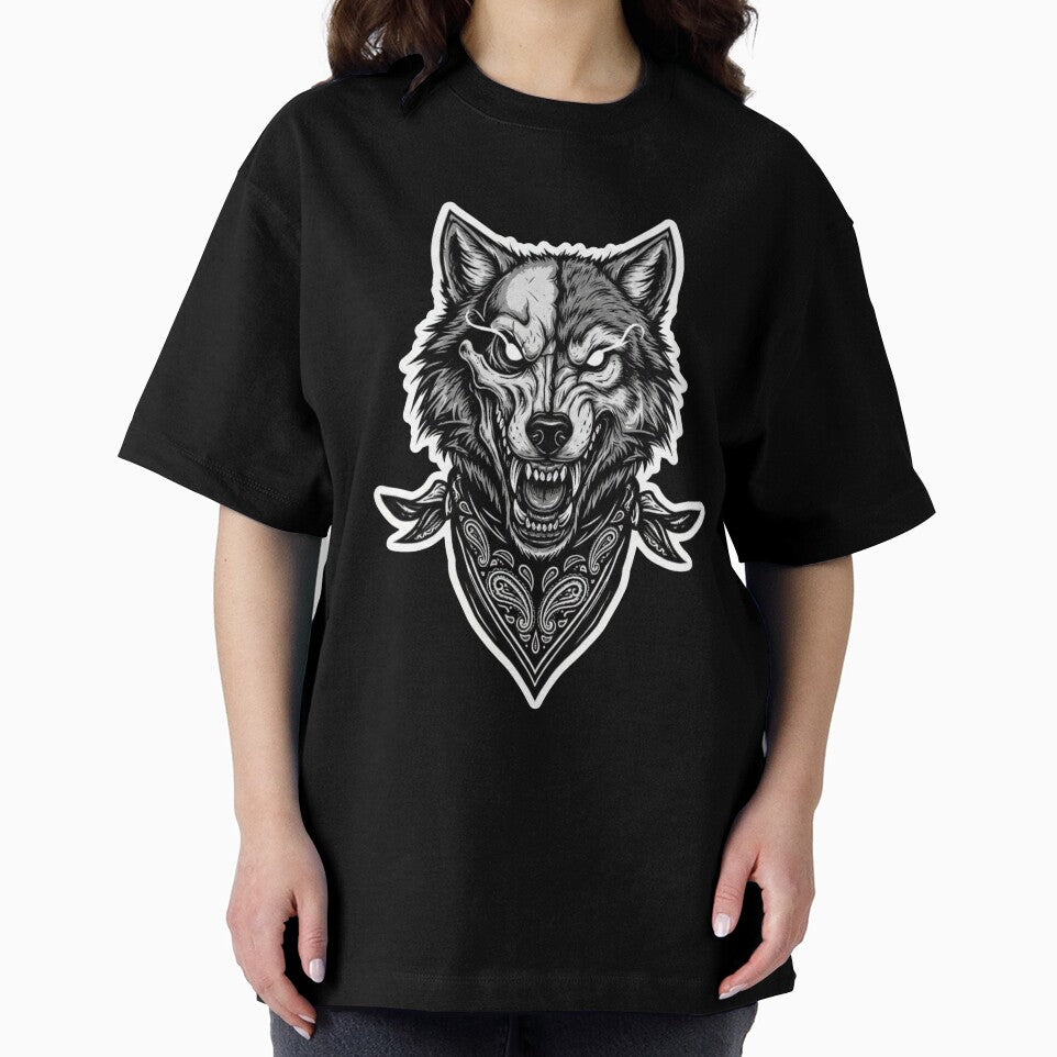 Ferocious Wolf Skull Bandana – Dark Tattoo Style Sticker by Ayarachi