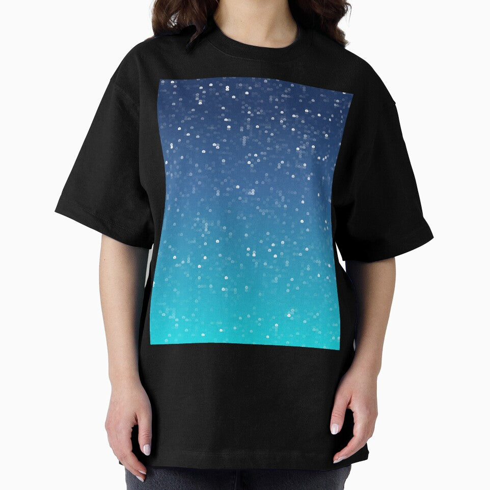 Printed image of sparkling sequins on azure gradient by JaReVa