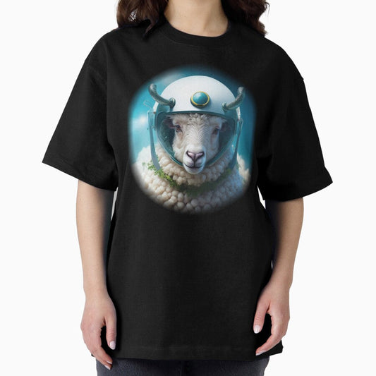 Atmospheric graphic of a sheep in space Oversized T-Shirt