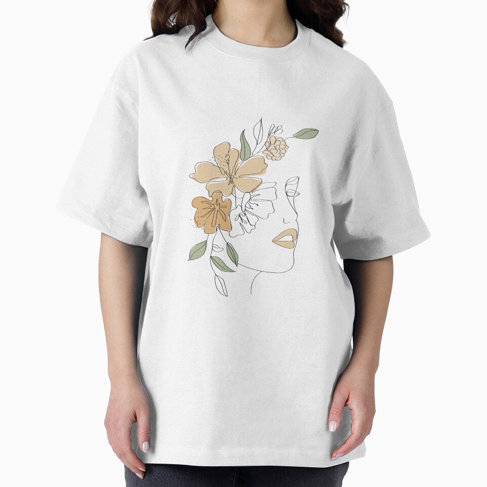 Boho Style one line art women with floral pattern by baybutterfly