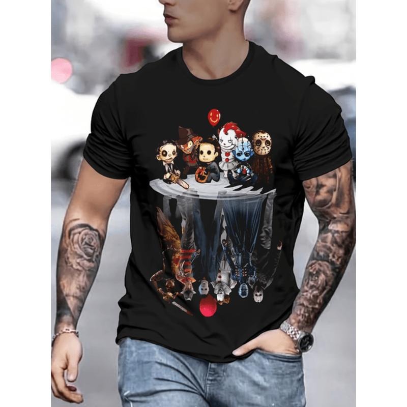 streetwear graphic tees 3D Print Fashion T Shirt For Men Casual Crew Neck Stretch Regular Fit Unique Graphic Tee In Black...