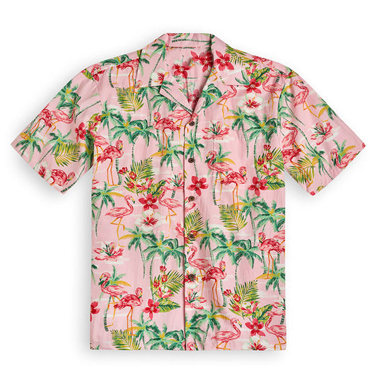 Men's Shirt Summer Hawaiian Shirt Button Up Shirt Casual Shirt Camp Collar Shirt Graphic Flamingo Turndown Light Pink Black Light Blue Casual Daily Short Sleeve Button-Down Print Clothing Apparel