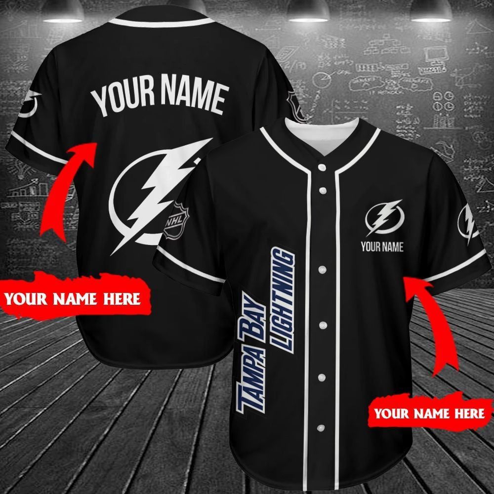 Tampa Bay Lightning Black Baseball Jersey Custom For Fans BJ0134 - lylyprint.com