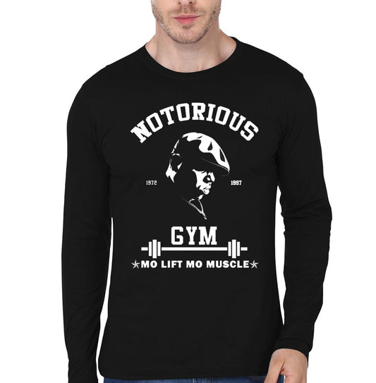 Notorious BIG Gym – Mo Lift Mo Muscle Motivational Black Full Sleeve T-Shirt