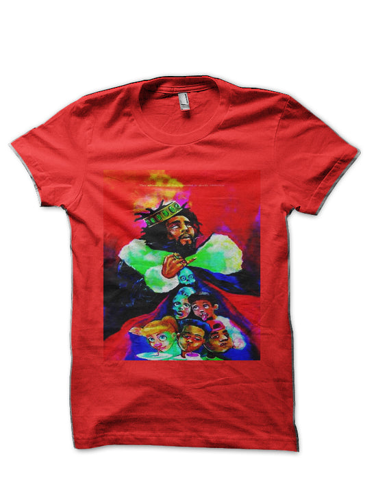 J. Cole Red Half Sleeve T-Shirt