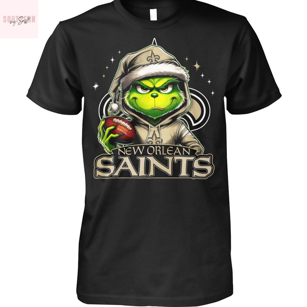 The Grinch Christmas x New Orlean Saints Unsiex T-Shirt