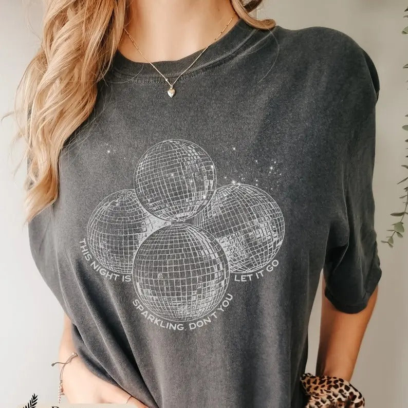 the night is sparkling t-shirt, disco ball t-shirt Casual Fit Tee Hoodie, Sweatshirt | HypeCrazeTee.com