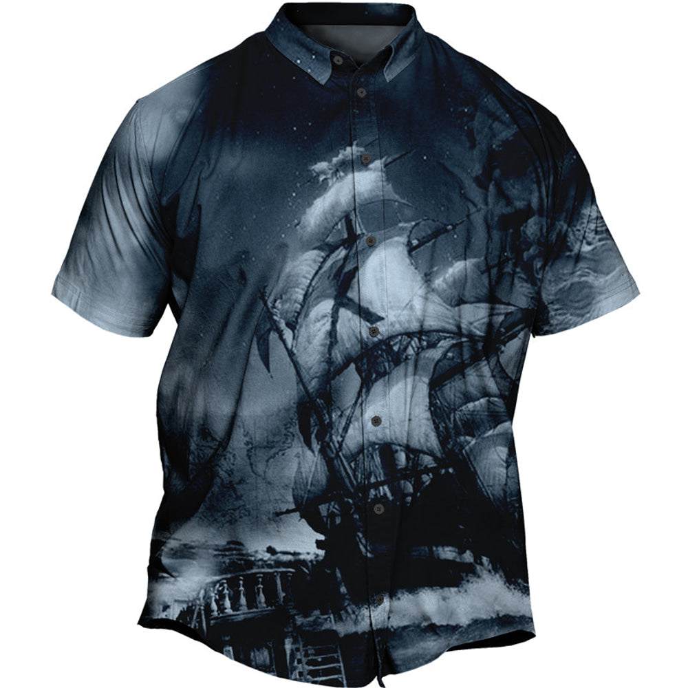 Men's Plus Size Summer Hawaiian Shirt Big and Tall Graphic Prints Turndown Print Short Sleeve Spring & Summer Tropical Fashion Hawaiian Outdoor Street Tops