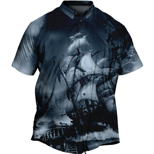Men's Plus Size Summer Hawaiian Shirt Big and Tall Graphic Prints Turndown Print Short Sleeve Spring & Summer Tropical Fashion Hawaiian Outdoor Street Tops