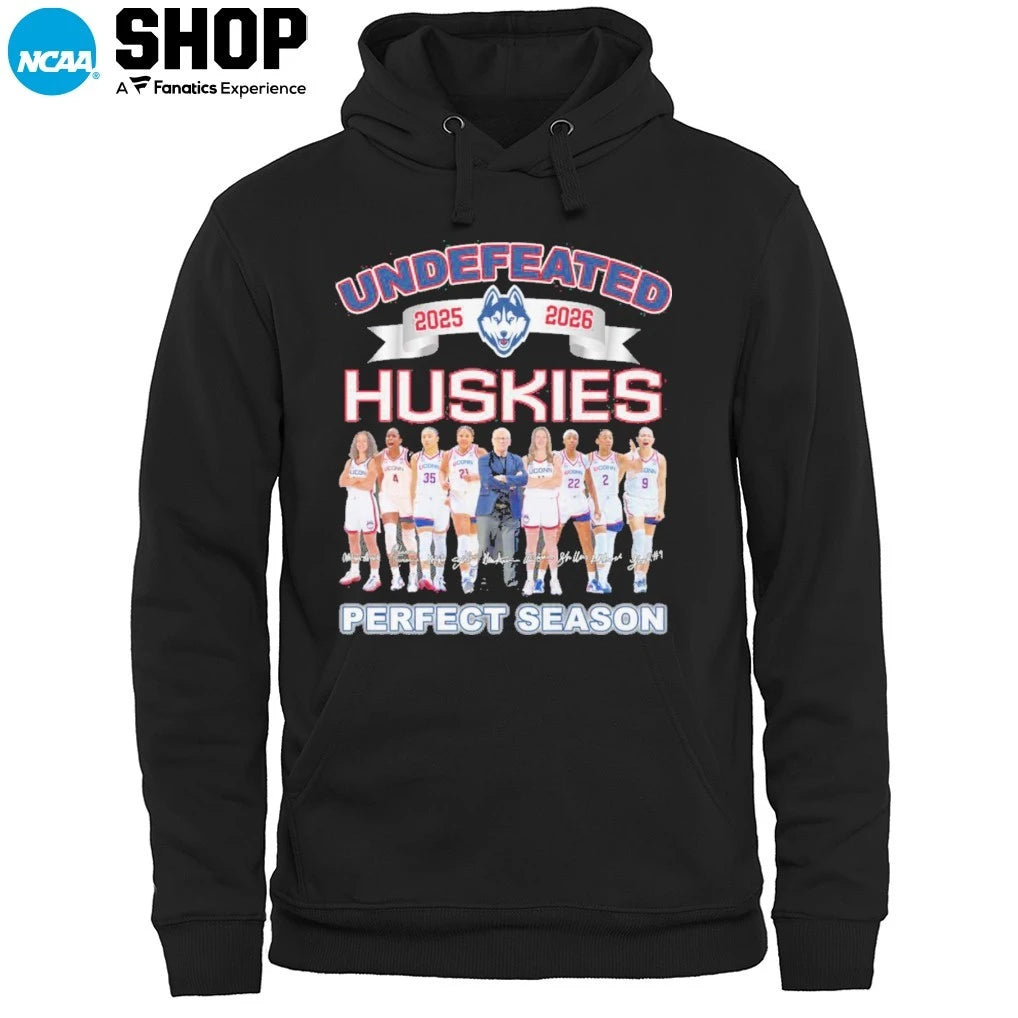 Undefeated 2025-2026 Uconn Huskies Women’s Basketball Coach and Players Perfect Season T-Shirt
