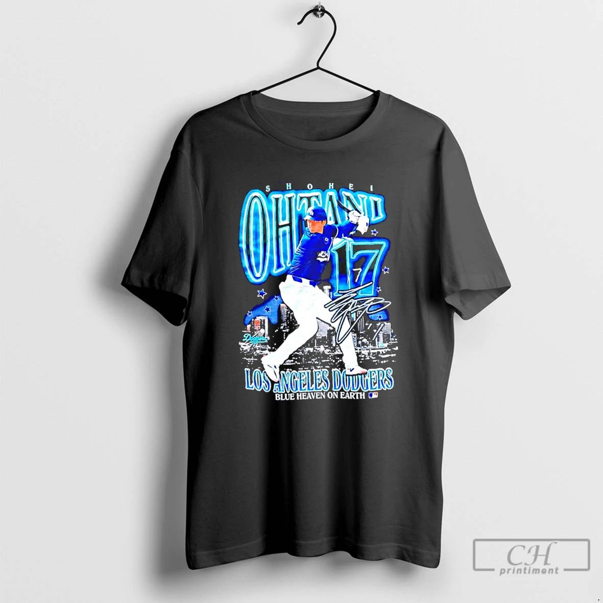 Classic Shohei Ohtani Los Angeles Dodgers Players Blue Heaven On Earth Signature T Shirts