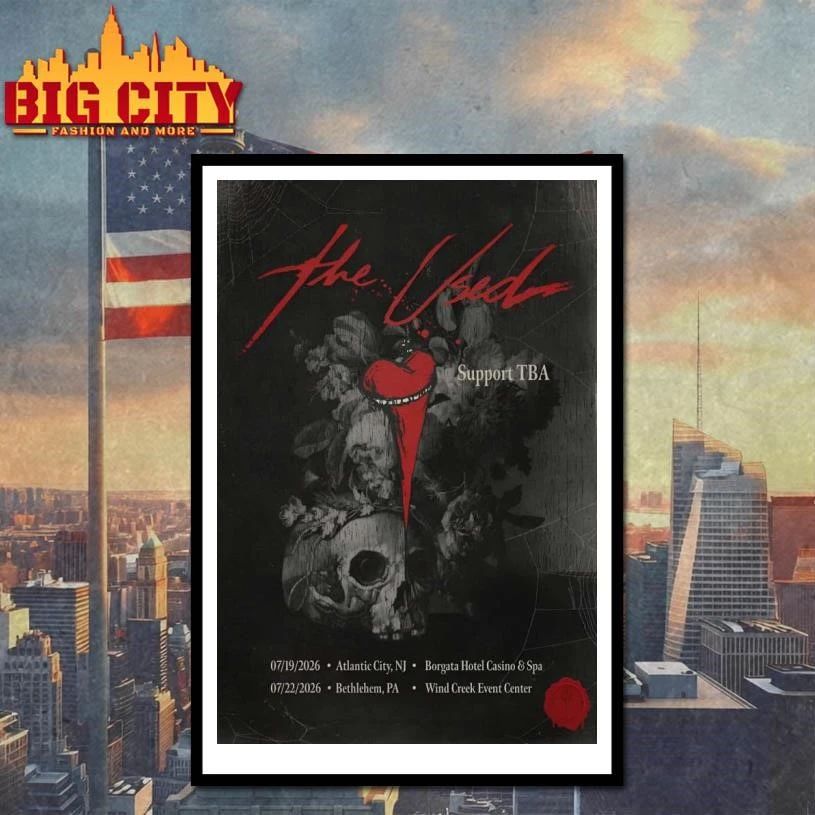 The Used May 19 2026 Atlantic City NJ And May 22 2026 Bethlehem PA Poster Shirt