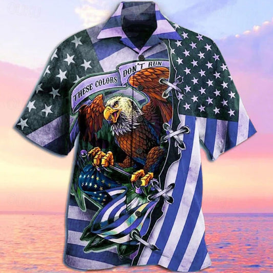 Men's Graphic Hawaiian Aloha Shirt Summer Shirt Summer Hawaiian Shirt Short Sleeve Shirt Turndown Fashion Designer Casual Outdoor Street Casual Sea Blue Blue Dark Green Print S M L