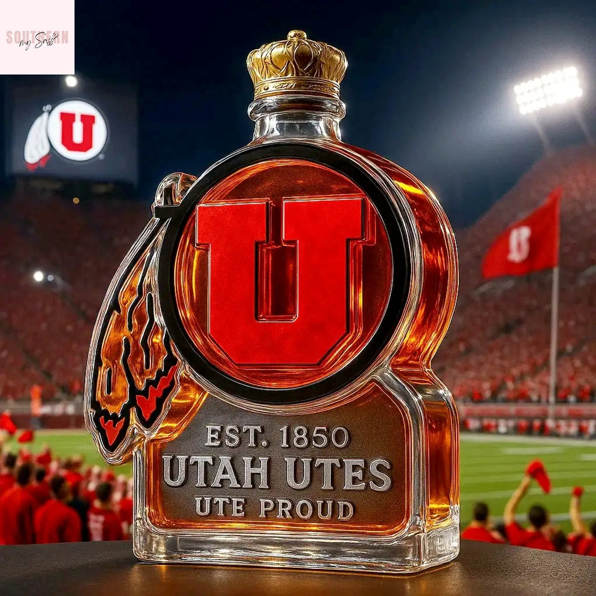 Utah Utes Ute Proud Whiskey Bottle