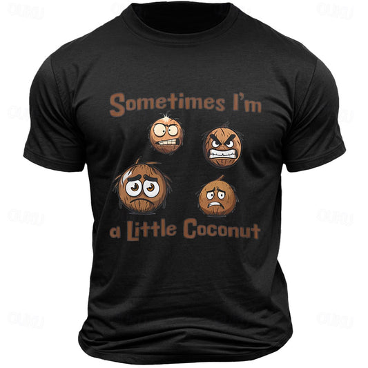 Men's Letter Printed Coconut Funny Hawaiian T Shirt Tee Top 100% Cotton Short Sleeve Graphic Shirt Black White Army Green Comfortable Tee Vacation Street Fashion Designer Clothing