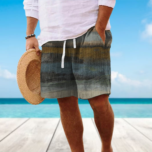 Men's Graphic Color Block Summer Shorts Beach Shorts Mid Waist Streetwear Hawaiian Designer Casual Daily Holiday Drawstring Elastic Waist 3D Print Designer Clothing Apparel
