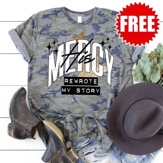 His Mercy Tee - Vintage Camo - 0