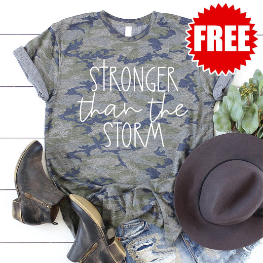 Stronger than the Storm Tee - Vintage Camo - 0