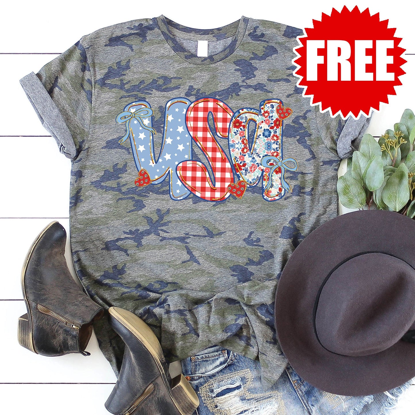 USA Tee - Vintage Camo - 0 Style001