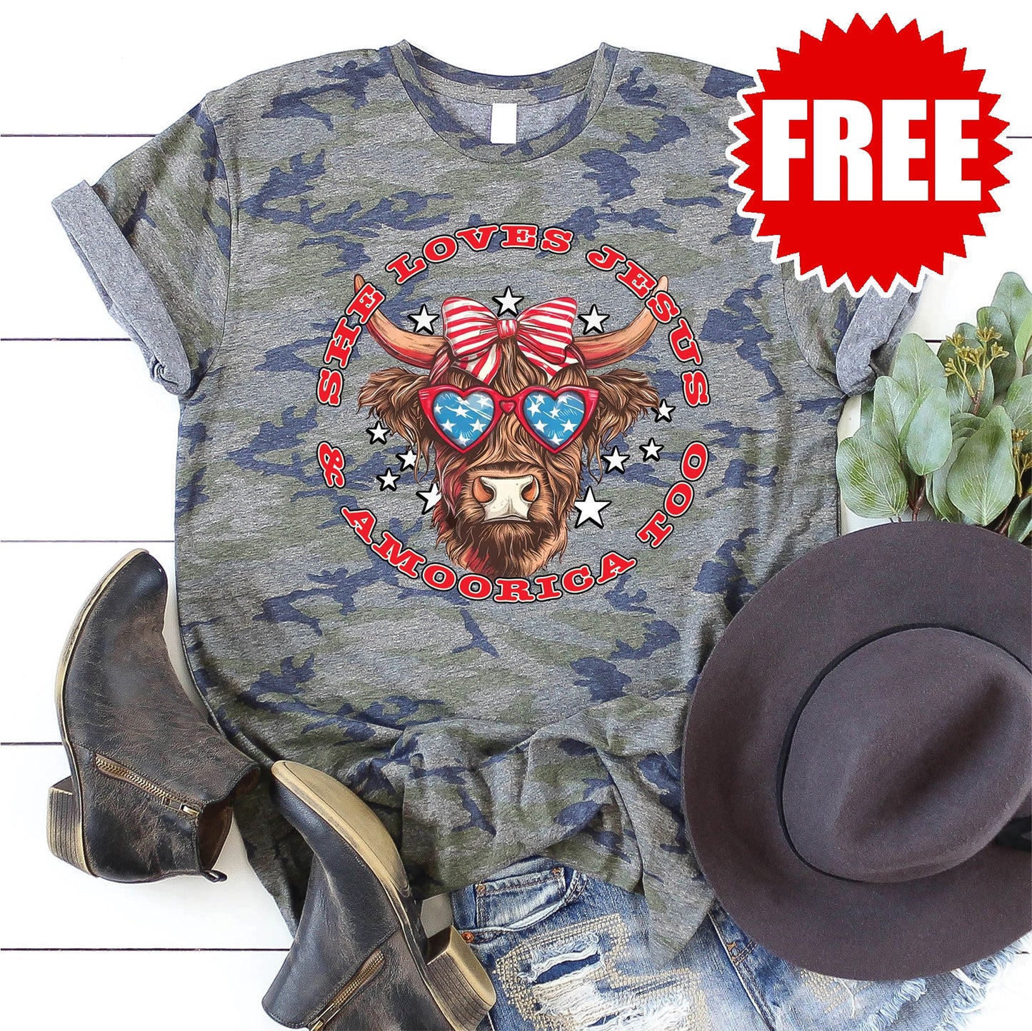 Amoorica Too Tee - Vintage Camo - 0