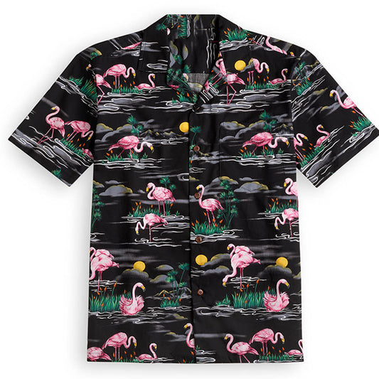 Men's Shirt Summer Hawaiian Shirt Button Up Shirt Casual Shirt Camp Collar Shirt Graphic Flamingo Turndown Black Yellow Blue Light Sky Blue Casual Daily Short Sleeve Button-Down Print Clothing Apparel