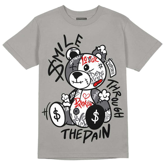 Wet Cement 4s DopeSkill Grey T-shirt Smile Through The Pain Graphic